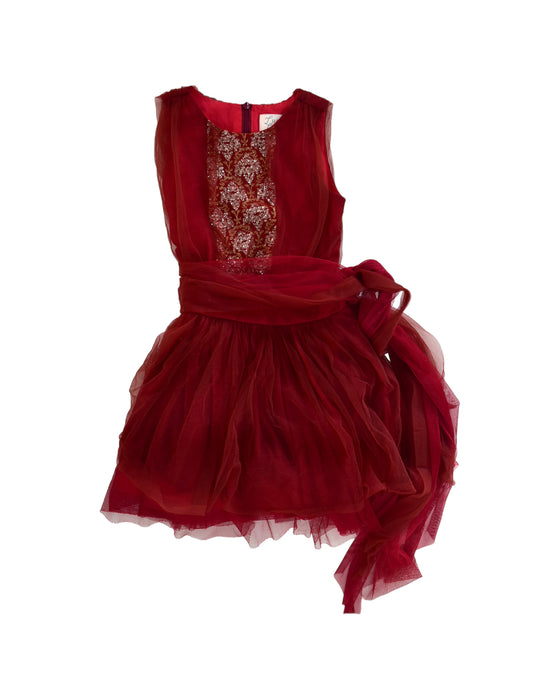 A Red Sleeveless Dresses from Luna Luna in size 6T for girl. (Front View)