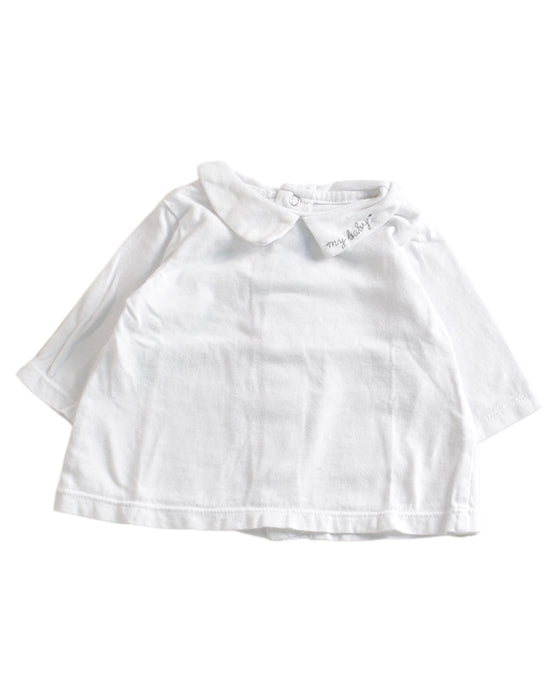 A White Long Sleeve Tops from Bout'Chou in size 0-3M for girl. (Front View)