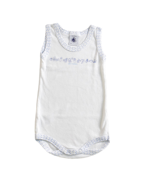 A White Long Sleeve Bodysuits from Petit Bateau in size 0-3M for boy. (Front View)