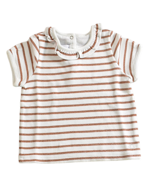 A Brown Short Sleeve Tops from Petit Bateau in size 6-12M for girl. (Front View)