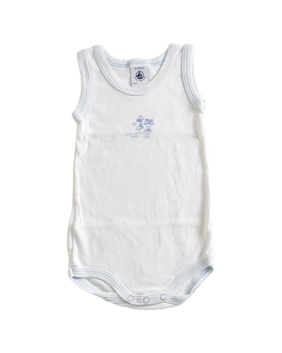 A White Long Sleeve Bodysuits from Petit Bateau in size 0-3M for boy. (Front View)