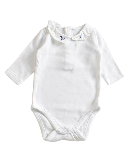 A White Long Sleeve Bodysuits from Jacadi in size 0-3M for girl. (Front View)