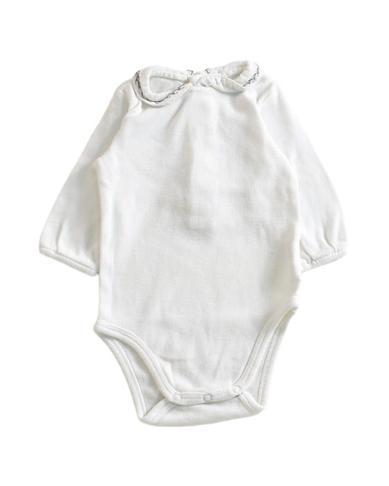 A White Long Sleeve Bodysuits from Bout'Chou in size 0-3M for neutral. (Front View)