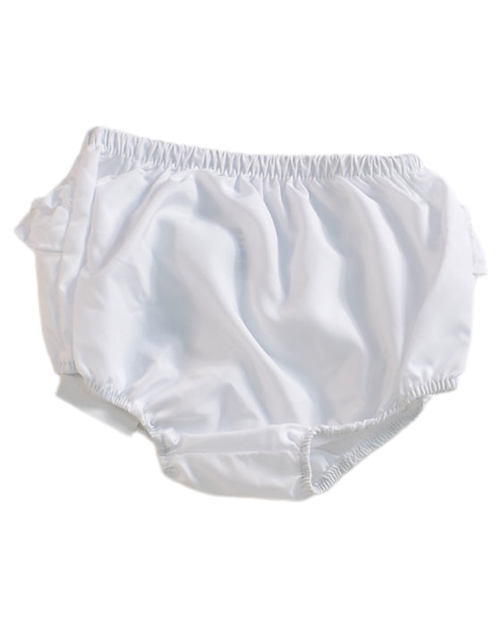 A White Bloomers from Nordstrom in size 0-3M for girl. (Front View)