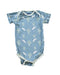 A Blue Short Sleeve Bodysuits from KicKee Pants in size 6-12M for boy. (Front View)