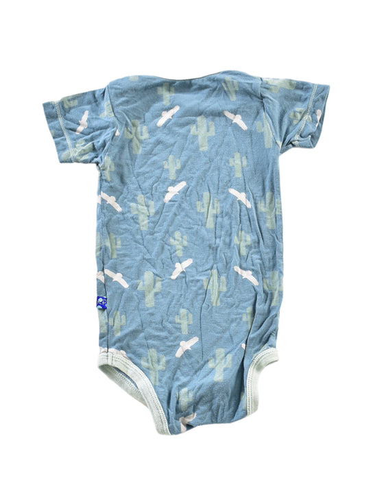 A Blue Short Sleeve Bodysuits from KicKee Pants in size 6-12M for boy. (Back View)