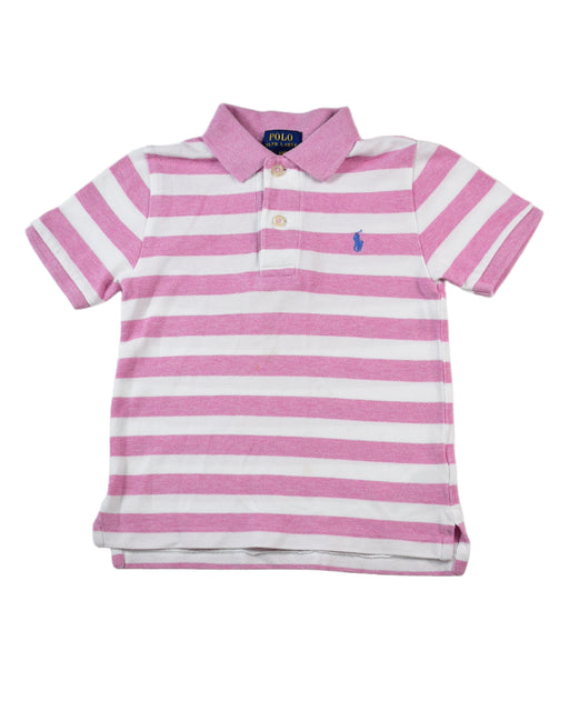 A Pink Short Sleeve Polos from Polo Ralph Lauren in size 4T for boy. (Front View)