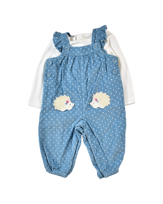 A Blue Long Overalls from Jojo Maman Bébé in size 3-6M for girl. (Front View)