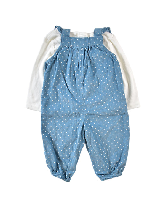 A Blue Long Overalls from Jojo Maman Bébé in size 3-6M for girl. (Back View)