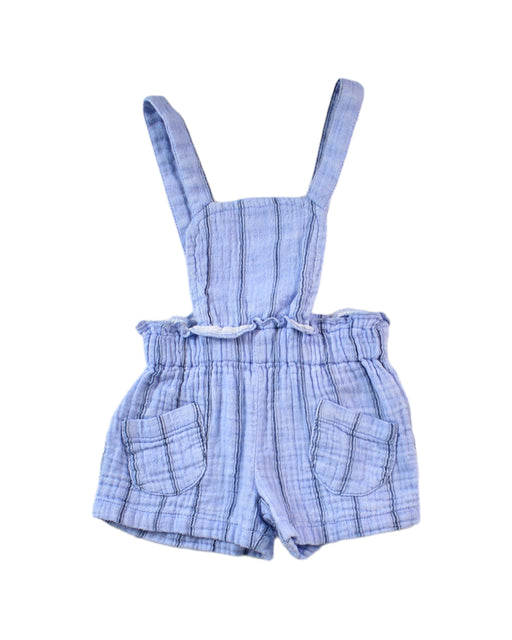 A Blue Overall Shorts from Gingersnaps in size 3-6M for girl. (Front View)