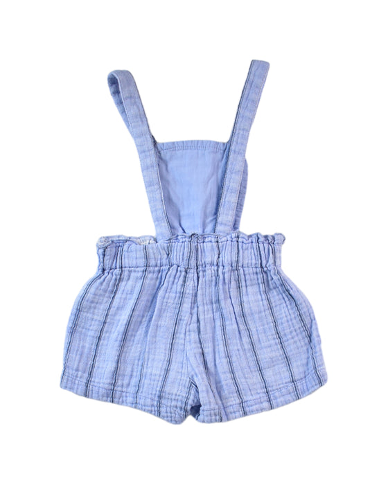 A Blue Overall Shorts from Gingersnaps in size 3-6M for girl. (Back View)