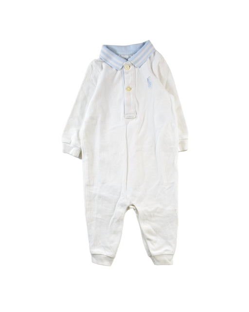 A White Long Sleeve Jumpsuits from Ralph Lauren in size 3-6M for boy. (Front View)