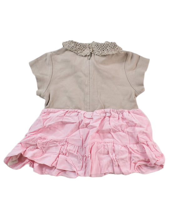 A Pink Short Sleeve Dresses from Chateau de Sable in size 0-3M for girl. (Back View)