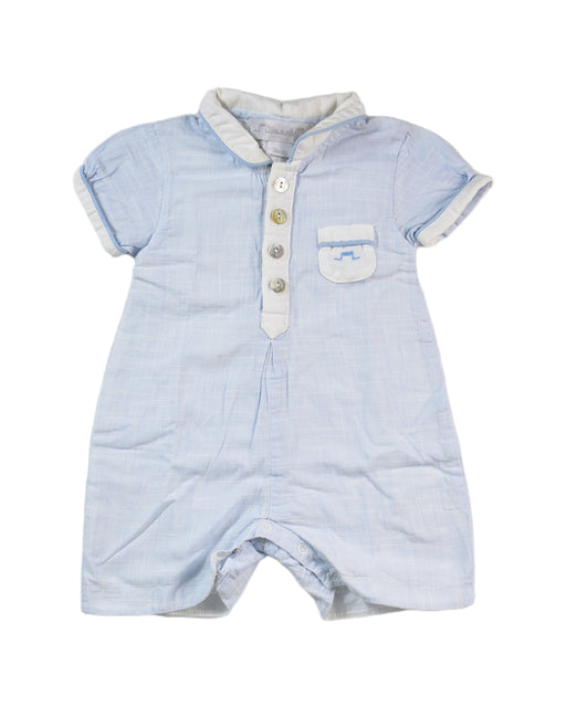 A Blue Short Sleeve Rompers from Chateau de Sable in size 0-3M for boy. (Front View)