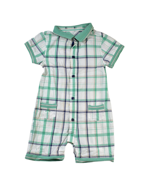 A Green Short Sleeve Rompers from Chateau de Sable in size 6-12M for boy. (Front View)