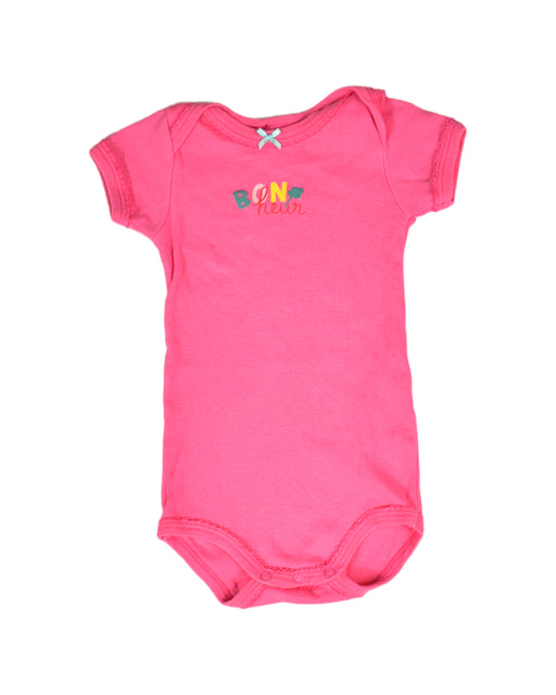 A Pink Short Sleeve Bodysuits from Petit Bateau in size 0-3M for girl. (Front View)