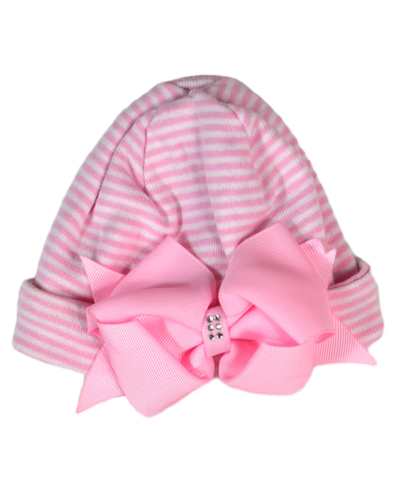 A Pink Hats Beanies & Caps from Mudpie in size Newborn for girl. (Front View)