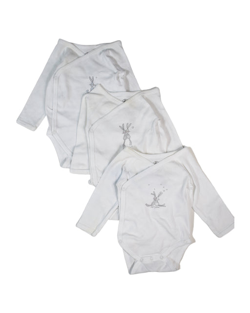 A White Long Sleeve Bodysuits from Petit Bateau in size 0-3M for boy. (Front View)