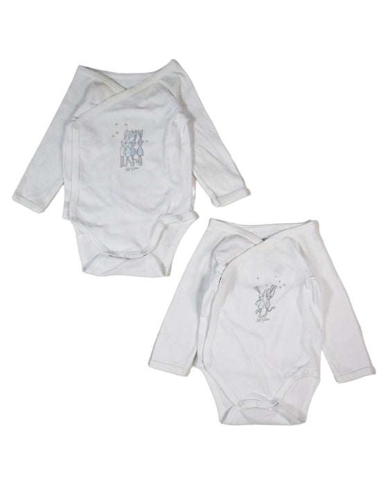 A White Long Sleeve Bodysuits from Petit Bateau in size 0-3M for boy. (Back View)