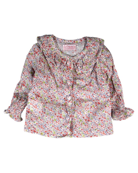 A Pink Long Sleeve Tops from La Coqueta in size 3-6M for girl. (Front View)