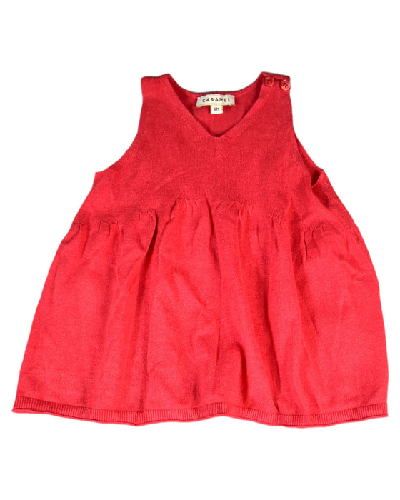 A Red Sleeveless Dresses from Caramel in size 3-6M for girl. (Front View)