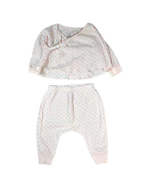 A Pink Pyjama Sets from Petit Bateau in size 3-6M for girl. (Front View)