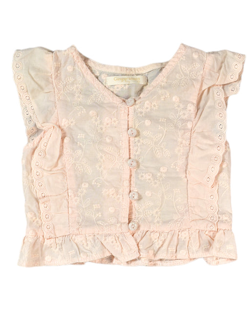 A Pink Sleeveless Tops from Gingersnaps in size 6-12M for girl. (Front View)