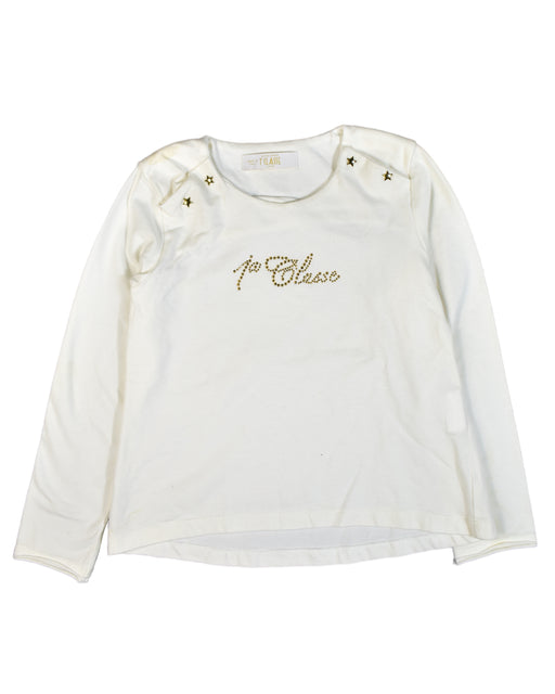 A White Long Sleeve Tops from Alviero Martini in size 5T for girl. (Front View)