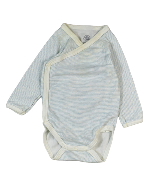 A White Long Sleeve Bodysuits from Petit Bateau in size 3-6M for boy. (Front View)