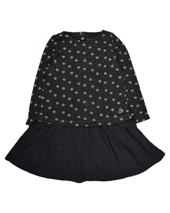 A Black Long Sleeve Dresses from Petit Bateau in size 12-18M for girl. (Front View)