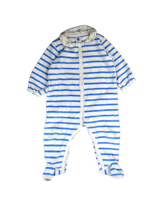 A Blue Onesies from Petit Bateau in size 6-12M for boy. (Front View)