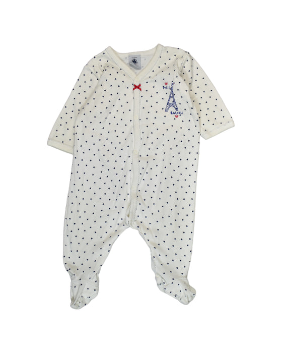 A White Onesies from Petit Bateau in size 0-3M for boy. (Front View)