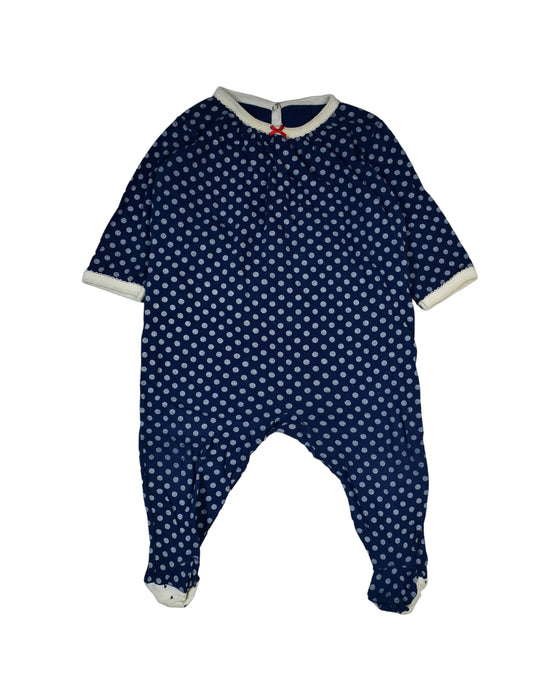 A Blue Onesies from Petit Bateau in size 3-6M for boy. (Front View)