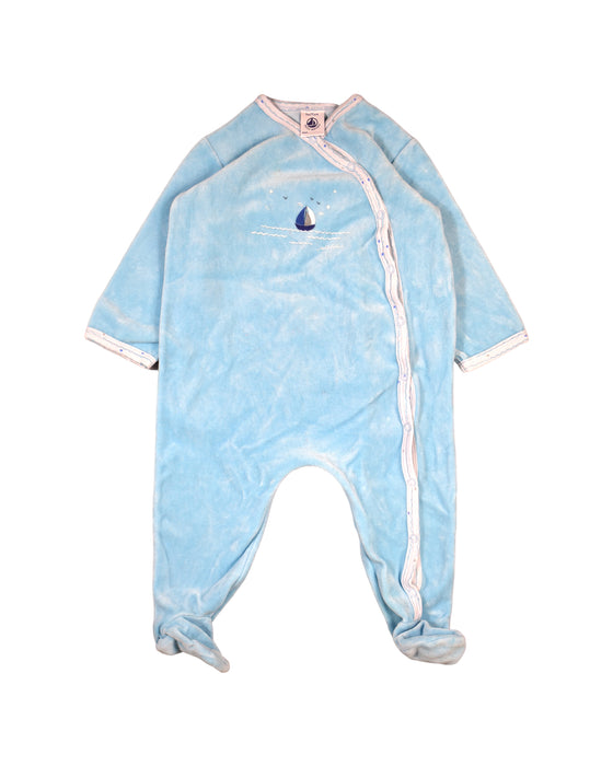 A Blue Onesies from Petit Bateau in size 6-12M for boy. (Front View)