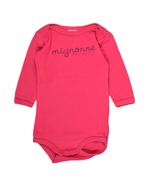 A Pink Bodysuits from Petit Bateau in size 0-3M for girl. (Front View)