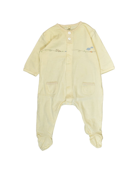 A Yellow Onesies from Petit Bateau in size 0-3M for girl. (Front View)