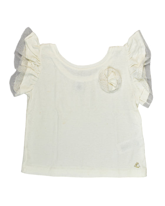 A White Sleeveless Tops from Petit Bateau in size 3T for girl. (Front View)