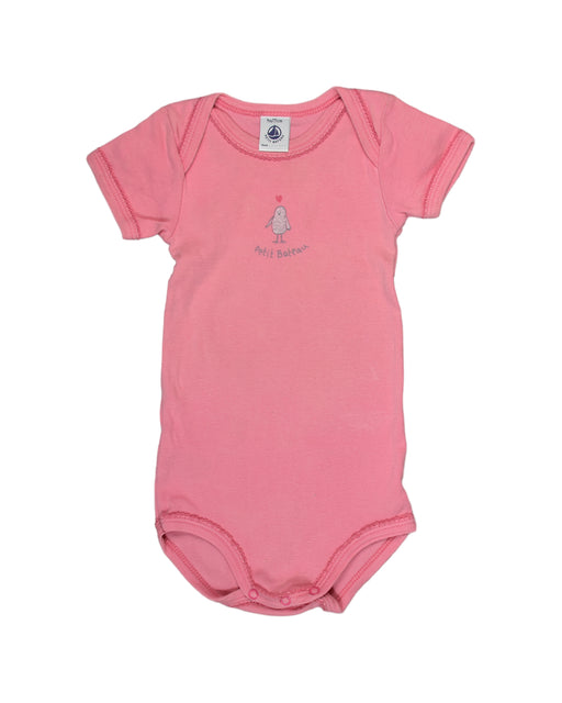 A Pink Bodysuits from Petit Bateau in size 6-12M for girl. (Front View)