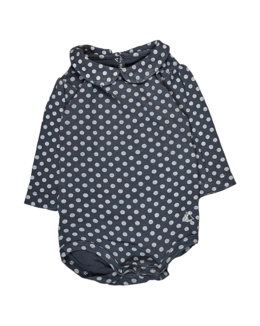 A Black Bodysuits from Petit Bateau in size 0-3M for girl. (Front View)