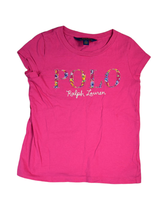 A Pink Short Sleeve T Shirts from Polo Ralph Lauren in size 5T for girl. (Front View)