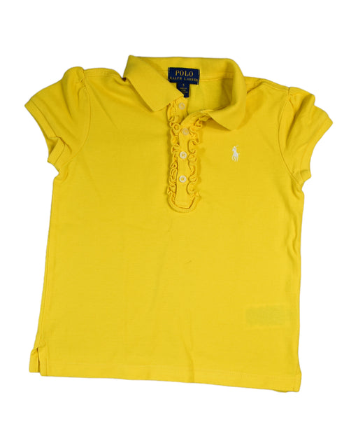 A Yellow Short Sleeve Polos from Polo Ralph Lauren in size 5T for girl. (Front View)