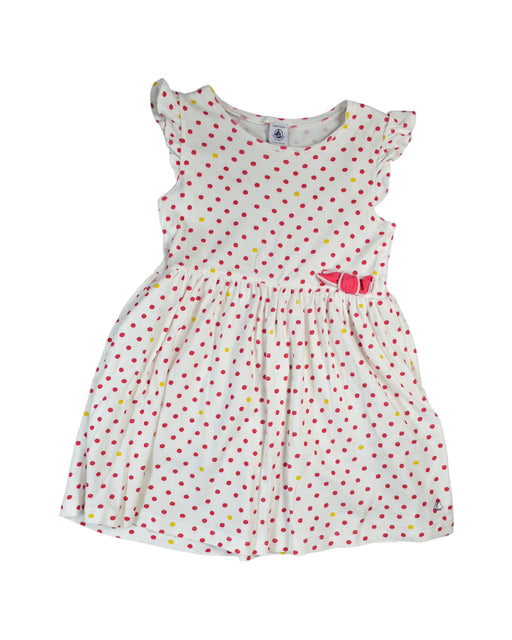 A White Sleeveless Dresses from Petit Bateau in size 6T for girl. (Front View)