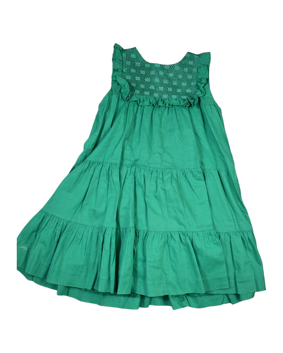 A Green Sleeveless Dresses from Chateau de Sable in size 4T for girl. (Front View)