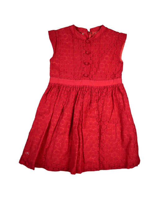 A Red Sleeveless Dresses from Chateau de Sable in size 4T for girl. (Front View)