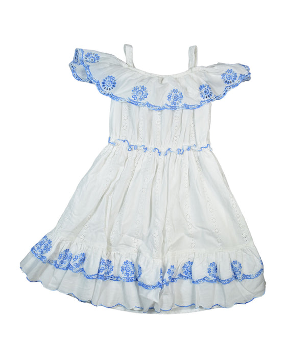 A White Sleeveless Dresses from Monsoon in size 6T for girl. (Back View)