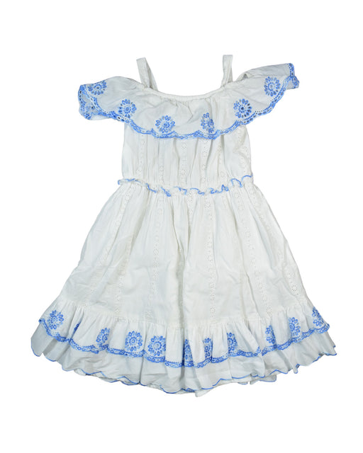 A White Sleeveless Dresses from Monsoon in size 6T for girl. (Front View)