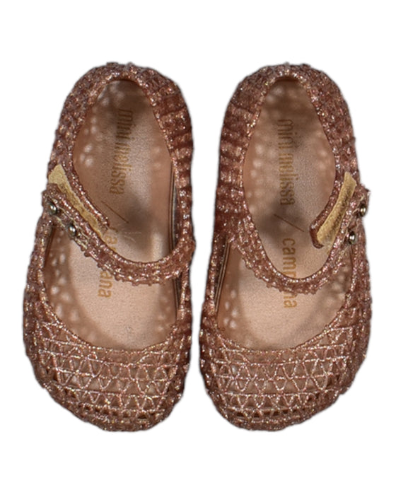 A Brown Flats from Mini Melissa in size 12-18M for girl. (Back View)