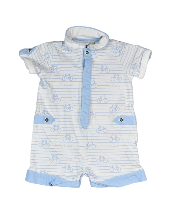 A White Rompers from Armani in size 0-3M for boy. (Front View)