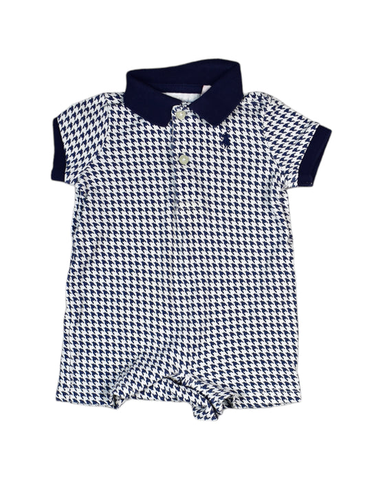 A White Short Sleeve Rompers from Ralph Lauren in size 3-6M for boy. (Front View)