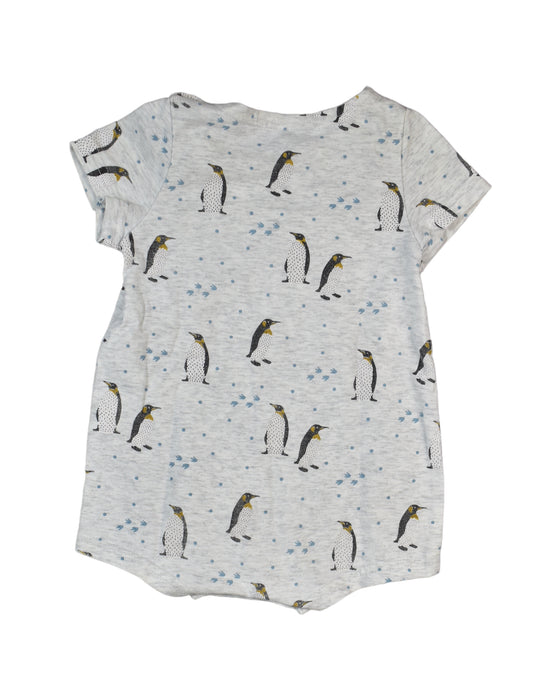 A Grey Short Sleeve Rompers from Le Petit Society in size 0-3M for girl. (Back View)